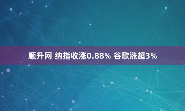 顺升网 纳指收涨0.88% 谷歌涨超3%