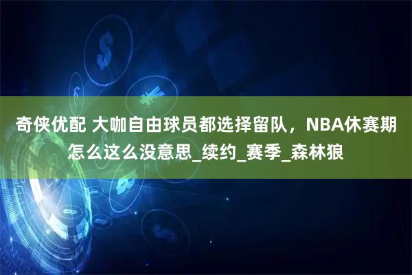 奇侠优配 大咖自由球员都选择留队,NBA休赛期怎么这么没意思_续约_赛季_森林狼